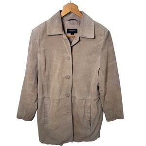 Bernardo Collection Women's Button Front Suede Leather Jacket Coat Medium‎